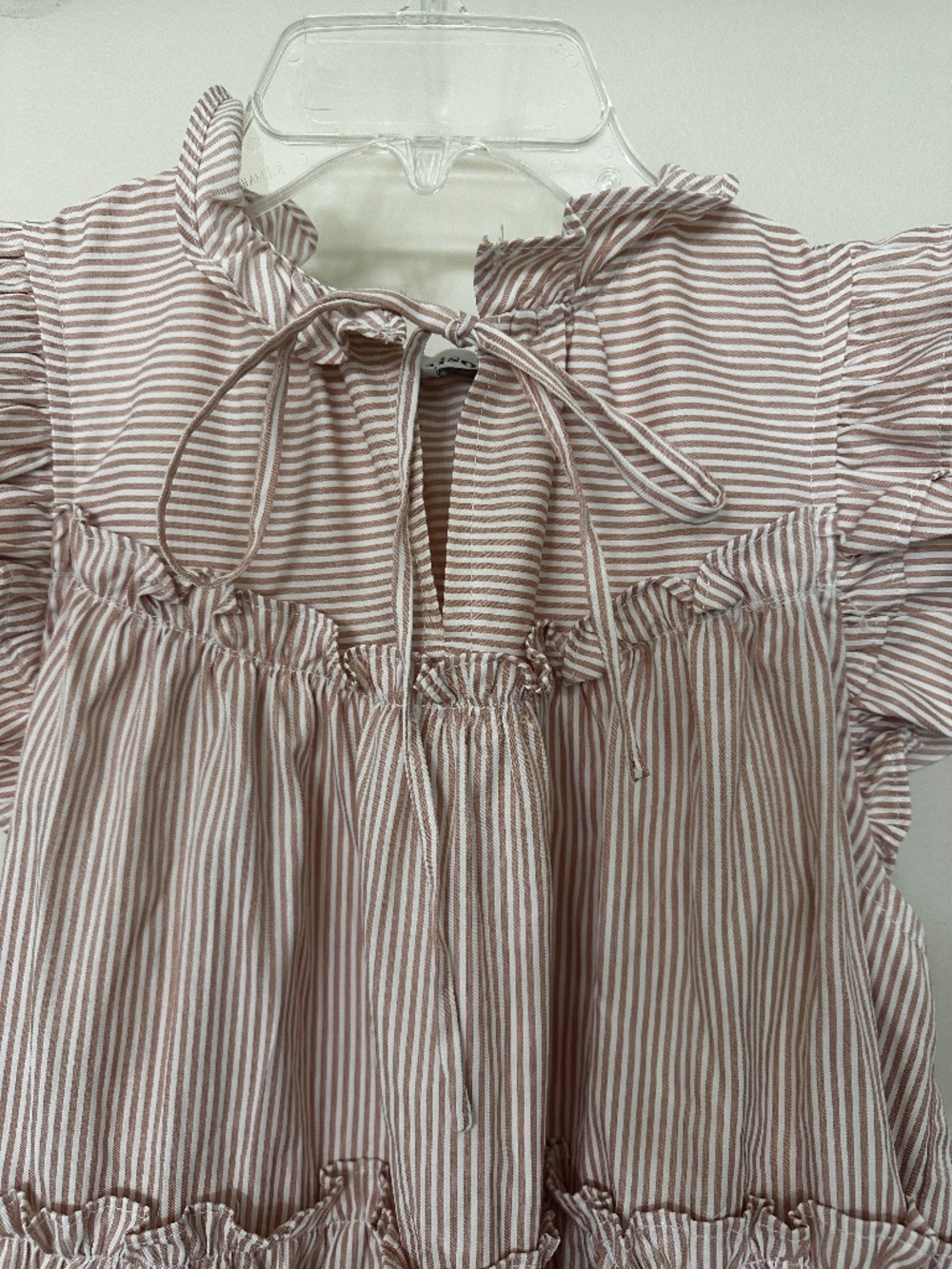 XS Baby Doll pinstriped dress in blush